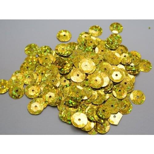 2000 Gold Laser Hologram 10mm CUP round loose sequins Paillettes sewing Wedding craft