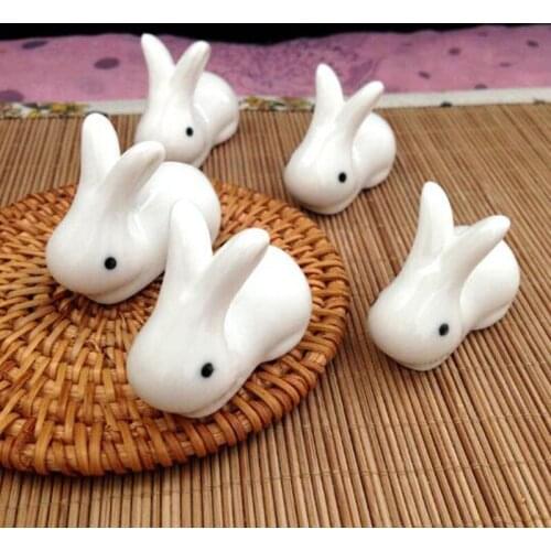 5pcs/set Rabbit Chopstick Support Chopstick Rest Rack Ceramics Crafts Display Pen Holder Shelf Rack Tablware Home Decor
