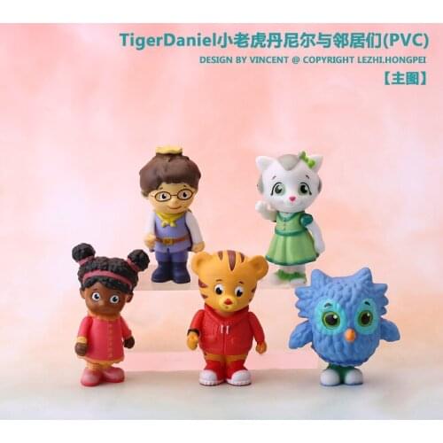 7cm 5pcs/Lot Daniel Tigers Neighborhood Daniel Tiger Katerina Kittycat O the Owl Miss Elaina Prince Wednesday Model Toy
