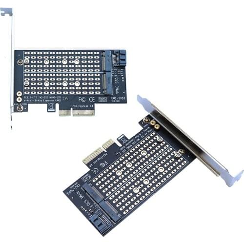M.2 NVME To PCIE Adapter M+B Key NGFF SSD To PCI-E 3.0 X4 2230-2280 SATA For Expansion Card Household Computer Accessories