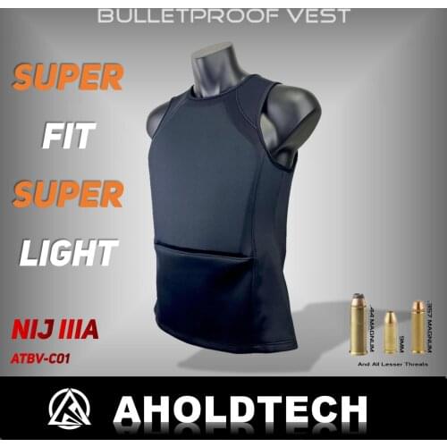 Aholdtech C01 Genuine ISO Lightweight NIJ IIIA 3a Bulletproof Ballistic Vest T-Shirt Concealable Armor Undershirt