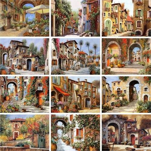 HUACAN 5d Diamond Painting City Home Decor Craft Kit DIY Diamond Embroidery Street Mosaic Landscape Handmade Gift