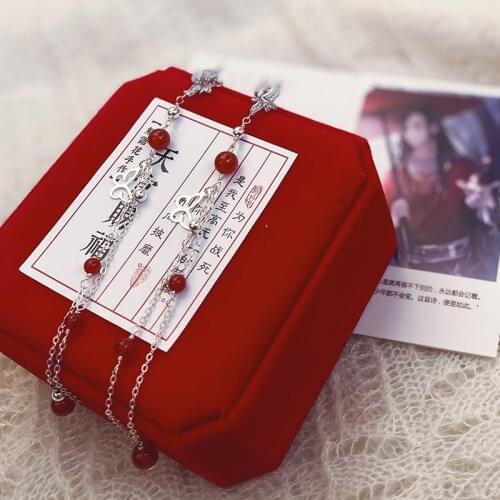 Anime Tian Guan Ci Fu Hua Cheng 925 Silver Butterfly Earring Long Tassels Classical Girls Antiquity Accessories Birthday Gifts