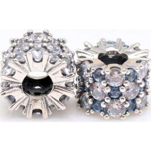 Authentic 925 Sterling Silver Bead Creative Blue Transparent Shining Beads Fit Original Pandora Bracelet For Women Diy Jewelry