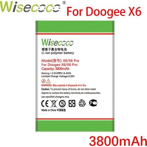 Wisecoco X6 3800mAh Battery For DOOGEE X6 X 6 Pro Phone Battery Replacement + Tracking Number