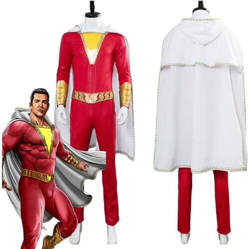 Billy Batson Jumpsuit Captain Cosplay Costume Halloween Carnival Costume For Adult Men