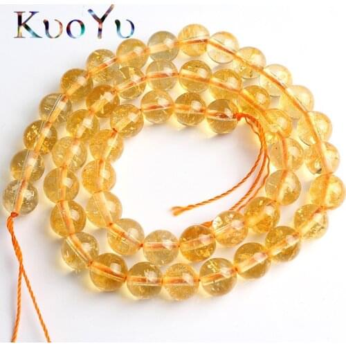Natural Yellow Crystal Citrines Quartz Beads Round Loose Spacer Beads For DIY Making Bracelet Necklace Jewelry 15'' 4/6/8/10mm