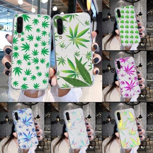 Green leaves Phone Case For Samsung Galaxy A 3 5 7 8 10 20 21 30 40 50 51 70 71 E S 2016 2018 4G transparent luxury hoesjes