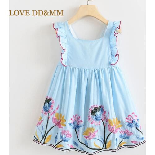 LOVE DD&MM Girls Princess Dresses Summer New Childrens Clothing Kids Sweet Flower Embroidery Bow Dress For Baby Costumes