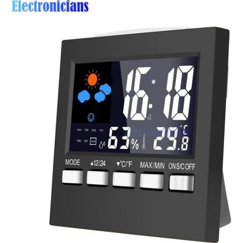 Home LED Screen Display Digital Backlight Alarm Clock Desk Clock Calendar Weather Station Temperature Humidity Meter