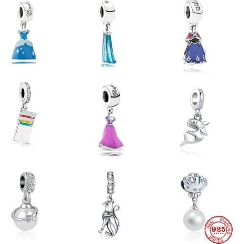 European Shell Pearl Dog Dress Pendant Bead Fit Original Pandora Bracelet&Bangle Making Fashion DIY Jewelry For Women 925 Silver