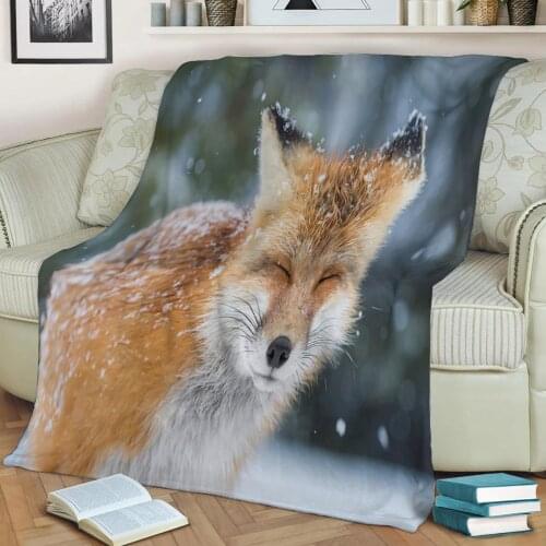 Animal Fox Flannel Throw Blanket 3D Printed Keep Warm Sofa Child Blanket Home Decor Textiles Dream Family Gift