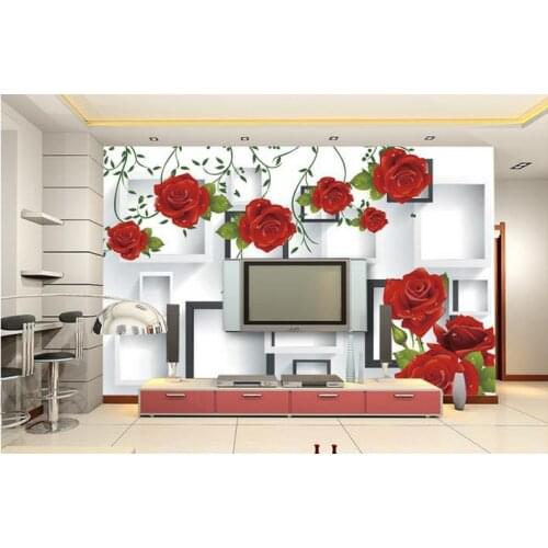 Customized wallpaper for walls custom 3d wallpaper Rose flowers square living room TV backdrop mural 3d wallpaper