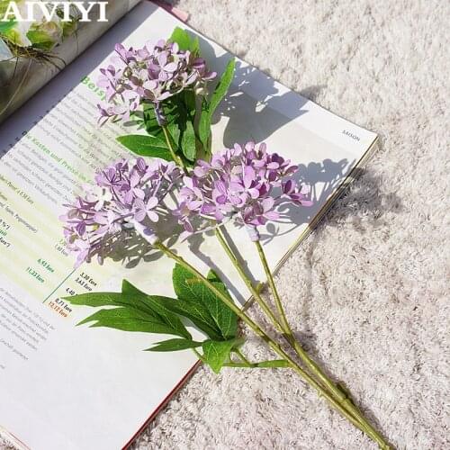 Artificial 3 head Lilac Flower Bridal Bouquet Silk Fake Flower Wedding DIY Home Decoration Foreign Trade Excellent Product