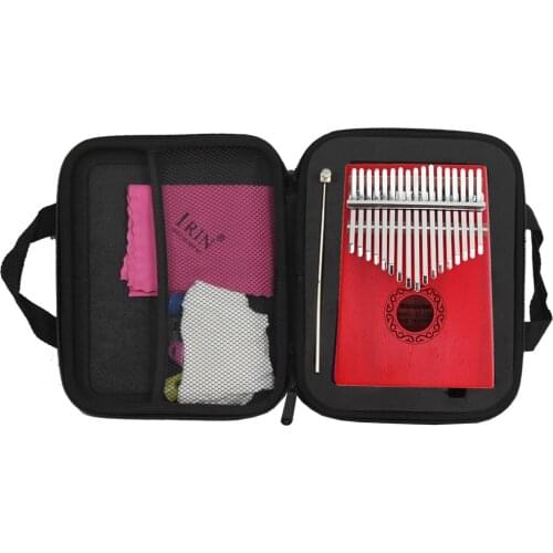 17 Key Kalimba Red Single Board Mahogany Thumb Piano Mbira Mini Keyboard Instrument with Complete Accessories