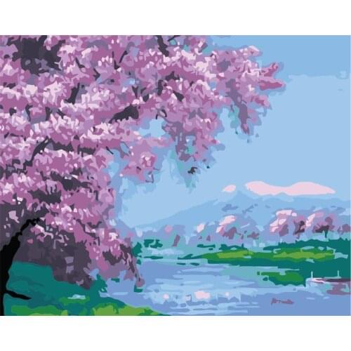 Fury Love Painting By Numbers For Adults Natural Scenery Acrylic Peinture Pair Number Canvas Drawing Diy Landscape Decor Home