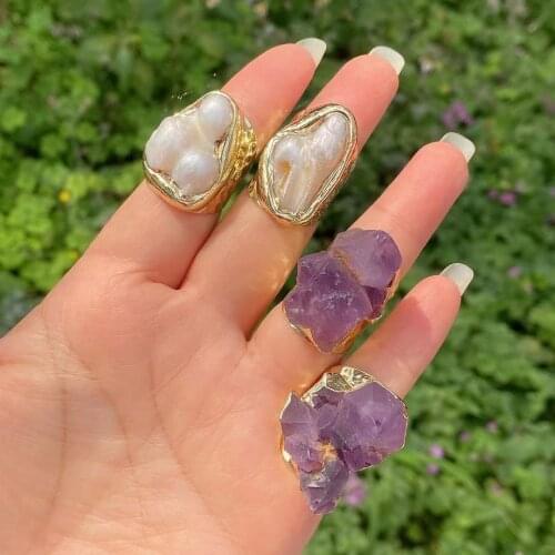 KEJI LAI Natural Gemstone Crystal Pearl Ring Gemstone Men And Women Wear For Jewelry Gifts