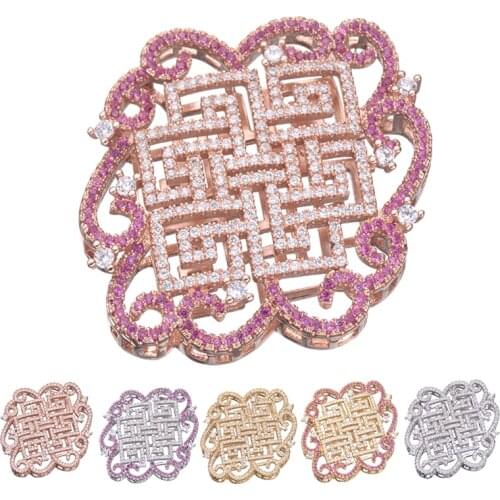 Micro Pave CZ Jewelry Charm Geometry Connectors For Bracelets Necklaces Wholesale Craft Copper Colorful Zircon Charm DIY Jewelry