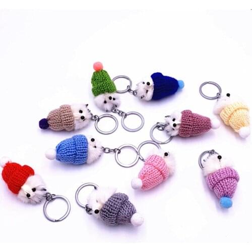 Fashionable cute little fox and hat basket fur key chain DIY lady bag car key chain pendant simple key ring jewelry small gift