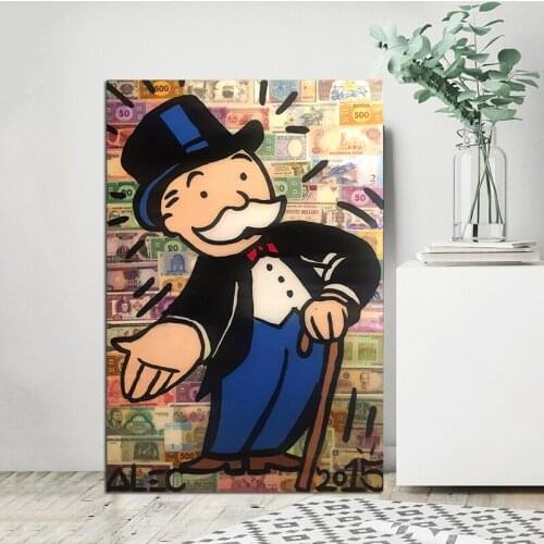 Monopolyingly Group Red Kongs Graffiti Money Street Art Canvas Painting HD Wall Picture Poster And Print Decorative Home Decor