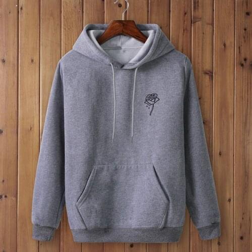 Top quality ROSE FLOWER POCKET male Hoodies men Long Sleeve Hoodies Harajuku Print Sweatshirt Autumn Casual sweatshirt