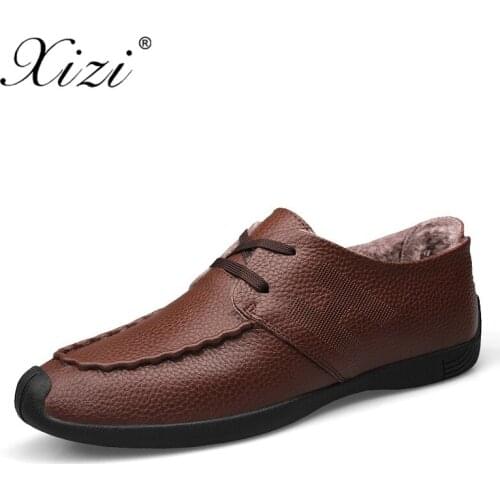 XIZI High Quality Men Brand Designer Soft 100% Genuine Shoes Lace-Up Casual Leather Oxford Men Flats Comfortable Creepers Shoes