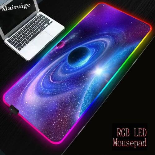 Mairuige Starry Sky Scenery RGB Soft Gaming Mouse Pad Luminous LED Mousepad Lockedge Non-slip Rubber Base Computer Keyboard Mat