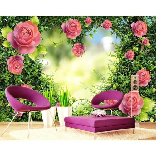 Beibehang Custom wallpaper romantic heart-shaped rose flower TV background wallpaper home decor living room bedroom 3d wallpaper