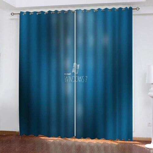 Photo blue solid curtains 3D Window Curtains For Living Room Bedroom Customized size Blackout curtain