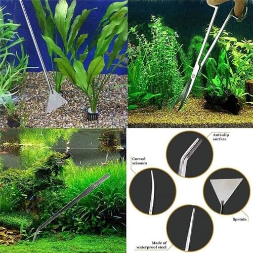 Free Choice Stainless Steel Aquarium Tank Tweezers Scissors Spatula Tool Set Tools Plants And Grass Cleaning Fish Accessories
