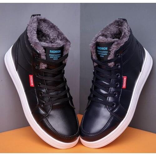 Hot Ankle boots men snow boots winter warm Lace-up men shoes 2020 new fashion flock plush winter boots men shoe plus size39-44