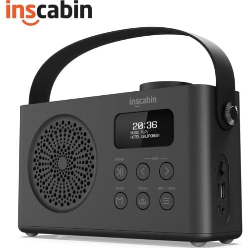 Inscabin P9 Portable DAB/DAB+ FM Digital Radio with Bluetooth/Beautiful design/Dual Alarm Clock/Rechargable Battery