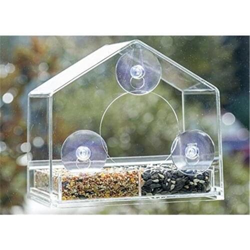 Transparent Plastic Window Bird Feeders Parrot Lovebird Pigeon Hanging Viewing Feeding Tool Container Pet Supplies Accessories