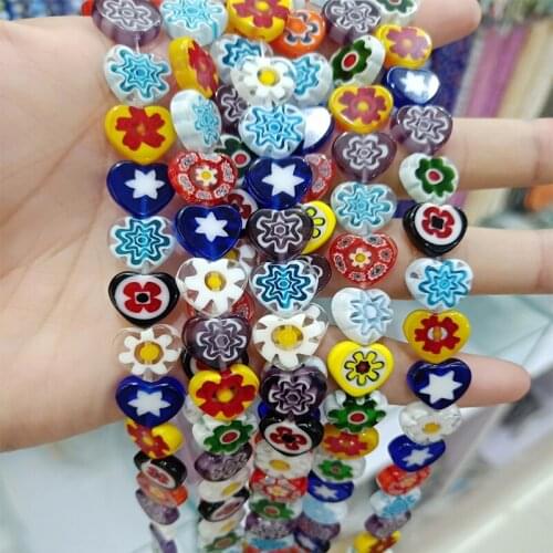 6/8/10/12mm Heart Shape Mix Color Lampwork Beads Fashion Jewelry Accessories Loose Handmade Lampwork Beads Multi Patterns