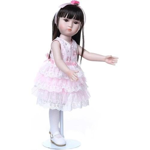 Realistic Vinyl Baby Girl Doll Reborn 18inch real like American Doll - Black Hair dress up dolls Kids Birthday Gift