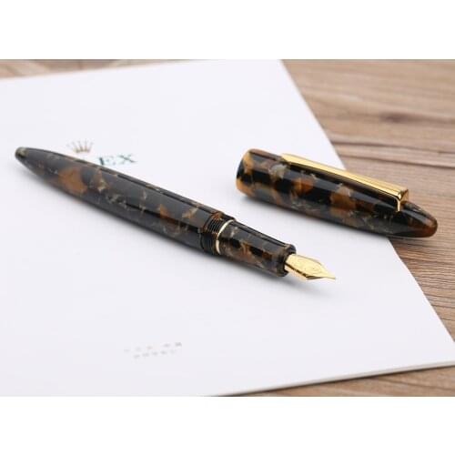 Moonman M100 Acrylic Resin Creative Fountain Pen Schmidt Converter and Fine Nib 0.5mm Ink Pen Gold Trim Writing Gift Pen A01