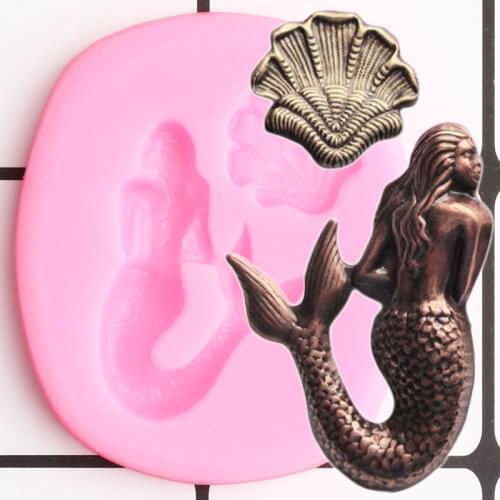Mermaid Silicone Molds DIY Party Shell Fondant Cake Decorating Tools Cupcake Topper Candy Polymer Clay Chocolate Gumpaste Moulds