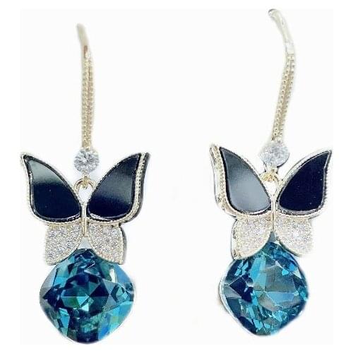 Blue water drop pendant ladies butterfly earrings Trend Fashion Simple Women jewelry exquisite vintage earrings for women