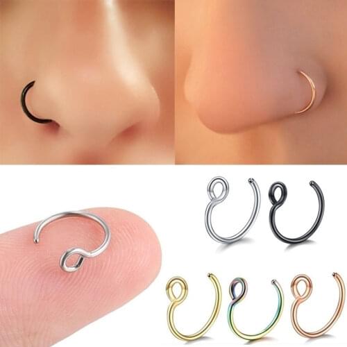 Mixed Set Nose Hoop Piercing Rings Body Jewelry WomenGold Silver Stainless Steel Helix Tragus Lip Ear Nose Rings 1-12pcs