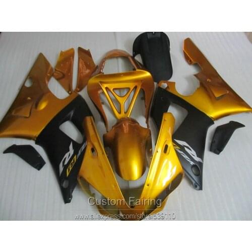 Bodywork top selling fairing kit for Yamaha YZFR1 00 01 gold black fairings set YZF R1 2000 2001 LK33