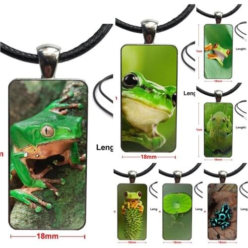 Green Frog For Wedding Necklace Fashion Long Chain With Rectangle Necklace Jewelry