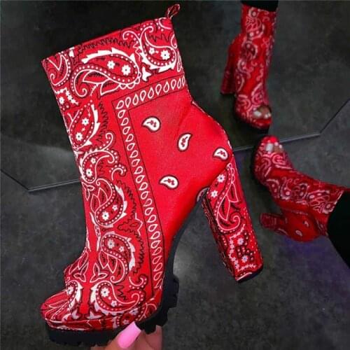 Womens Shoes, Fashion, Personality, Cool, Versatile, Classic Pattern, Side Zipper, Fish Mouth, Open Toe High Heel Boots