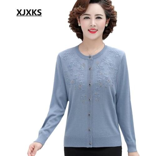 XJXKS Round neck long-sleeved women wool coat 2021 autumn winter new comfortable knitted single-breasted cardigan women sweater
