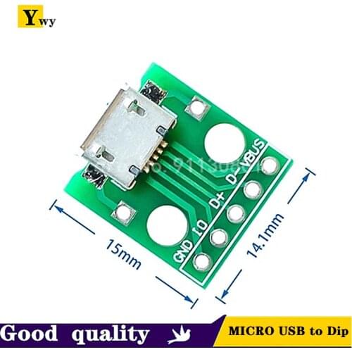 10PCS/LOT MICRO USB To Dip female B Type Microphone 5p SMD To Straight Plug Adapter Plate Has Welded Female Head