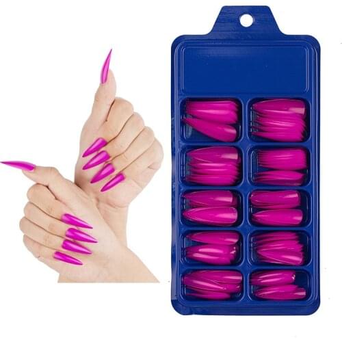 100 Pieces Of Blister Box Solid Color Extension Nail Tip False Nail Patch Long Color Nail Piece Artificial False Nail