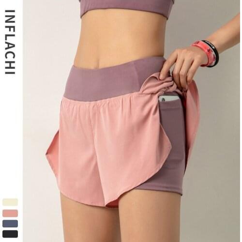 2 In 1 Women Fitness Sport Shorts Running Yoga Shorts Quick-Drying Workout Leisure Sweatpants Training Gym Leggings