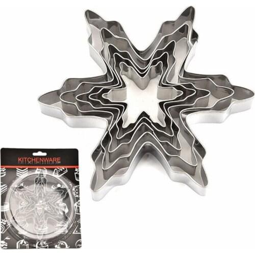 5Pcs/Set Stainless Steel Cookies Cutters Cake Biscuit Moulds Christmas Snowflake Fondant Icing Mold Kitchen Baking Tools Mold