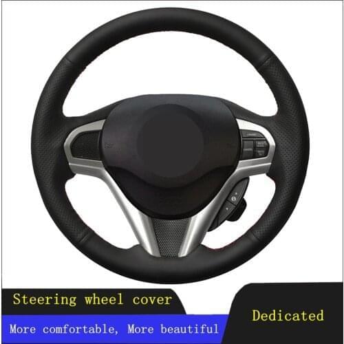 DIY Accessories Steering Wheel Cover Black Hand-stitched Anti-slip And Breathable Genuine Leather For Honda CR-Z CRZ 2011 - 2016