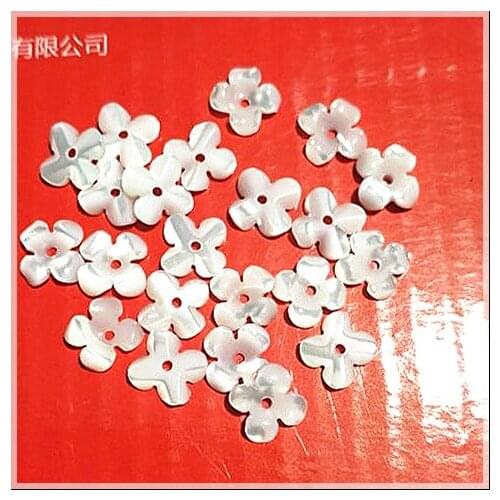 10pcs white shell flower for diy jewelry making parts and accessories size 8mm middle drilled holes