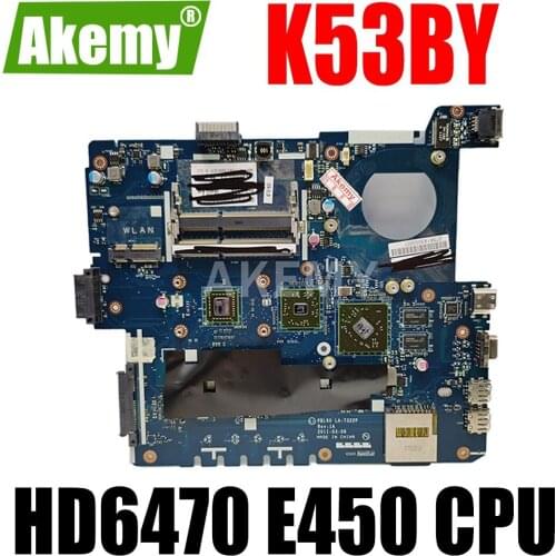 JIANSU K53BY Motherboard For ASUS X53B K53BY K53BR X53BY LA-7322P laptop Motherboard K53B Mainboard HD6470 E450 CPU